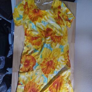 Vintage Jams World Daffodil Pattern Hawaiian Dress